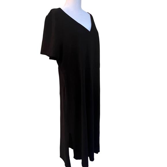 Torrid Maxi Dress Black Long V-neck Short Sleeve Size 2 2X 100% Cotton Draped - Picture 2 of 9